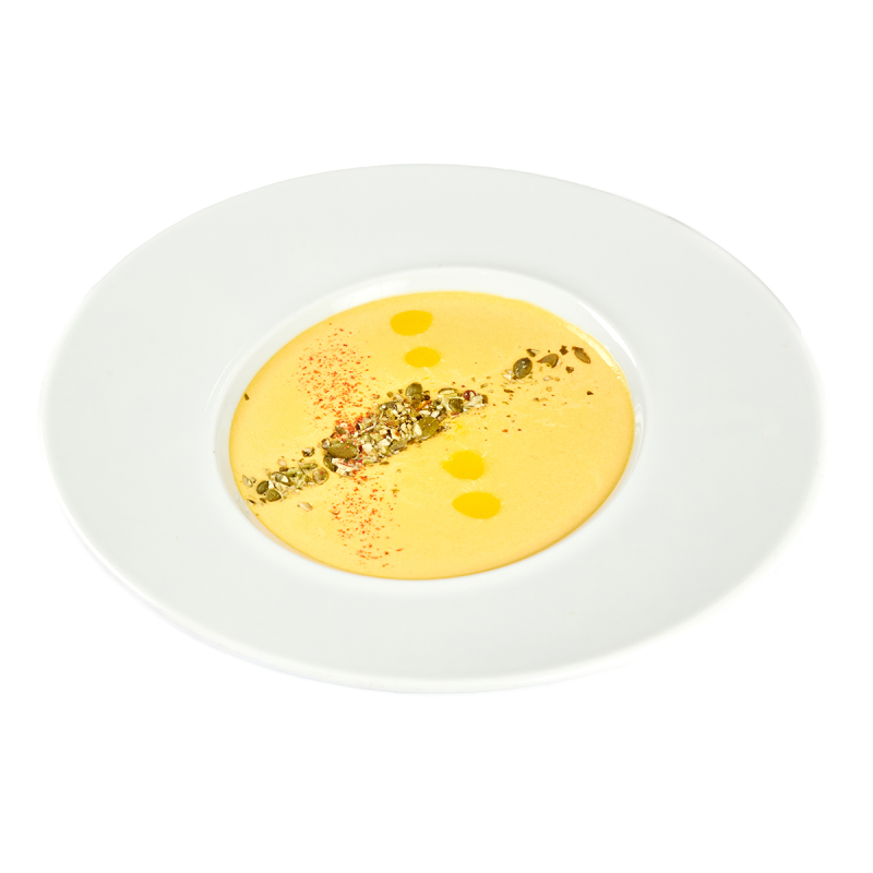 Крем-суп из тыквы с сухариками и семечками